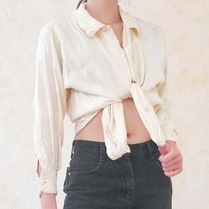 Vintage cream silk button up blouse